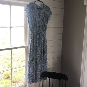 Short sleeve Blue floral maxi dress